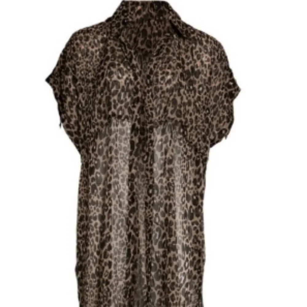 Steve Madden Leopard Trench Poncho One Size Tan Black multi New MSRP $48.00
